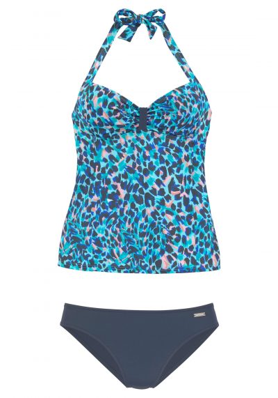 Tankini in turquoise geprint van LASCANA