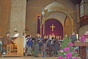 choir with pastor Ambro Bakker in Augustinus church. Vincent Kuin organ. Herman Paardekoper director
