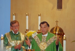 Father John Topel wit on left Deacon Bill Swanson