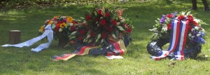 The American wreath next to the German one.