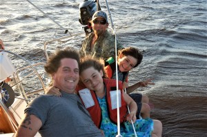 A sail on Gary Pione's "Moselle" on the St. John's River with Dan, Ya Ya, Bo and their dad RoBo.