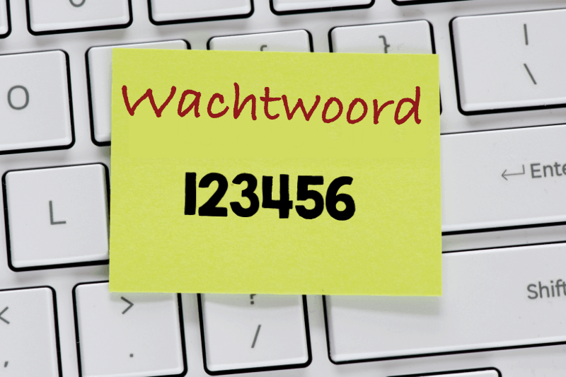 wachtwoord 123456 op papier