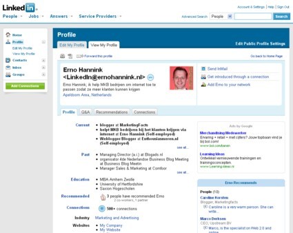 LinkedIn nieuwe uitstraling februari 2008