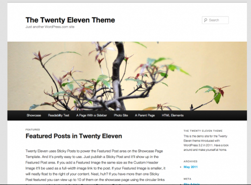 WordPress 3.2 Twenty Eleven standaard thema
