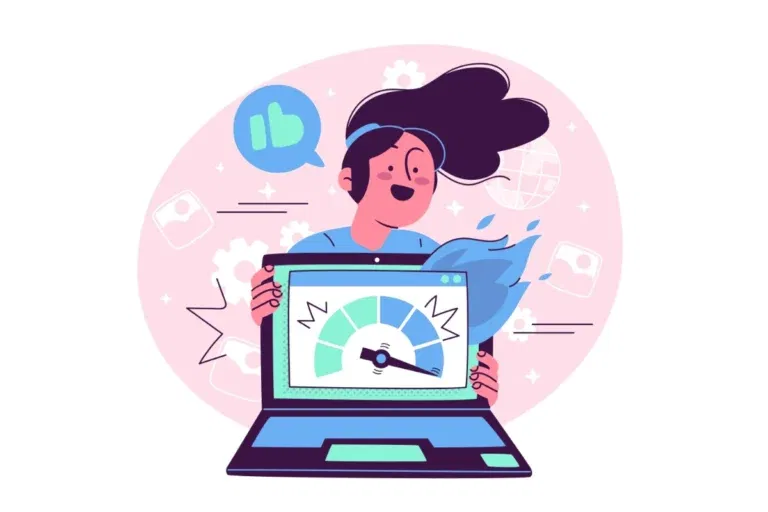 a person showing a website