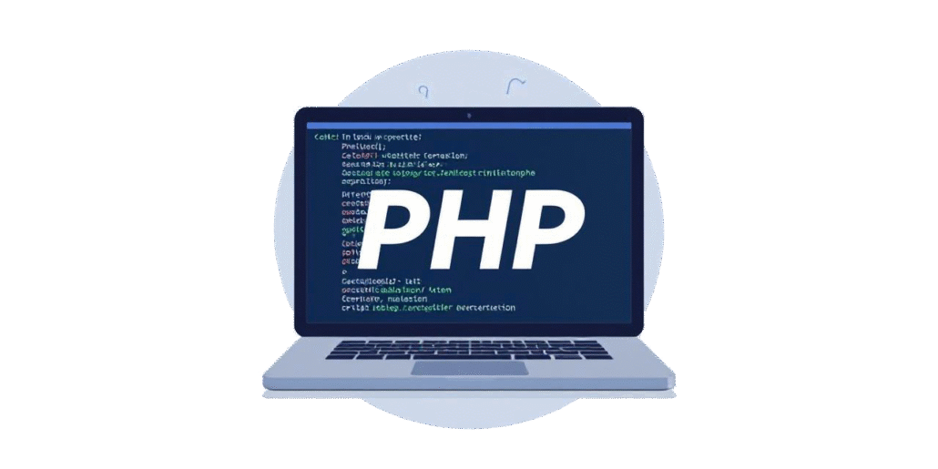 laptop met'PHP' op het scherm