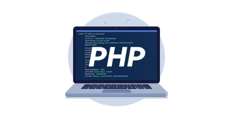 laptop met'PHP' op het scherm