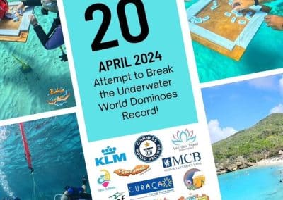 Curaçao staat voor een spannende uitdaging: het wereldrecord domino spelen onder water verbreken!