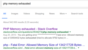 php memory exhausted