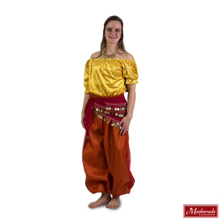 Arabisch kostuum oranje geel