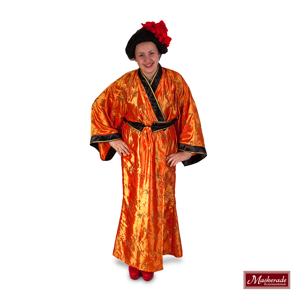 werk limoen kreupel Japanse blauwe geisha jurk huren bij Maskerade Kledingverhuur