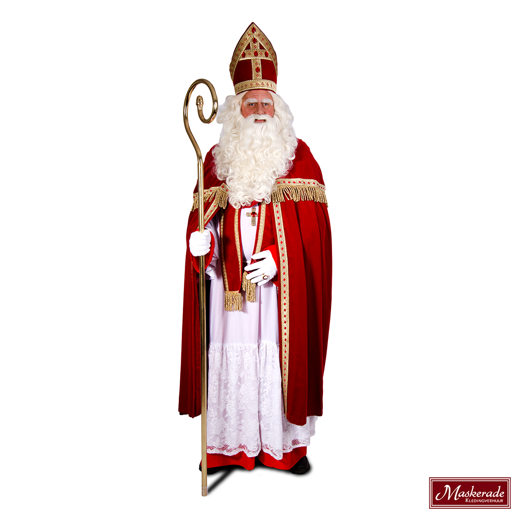 Proberen wijn Arthur Volledig Sinterklaas kostuum met lange overslag huren bij Maskerade  Kledingverhuur