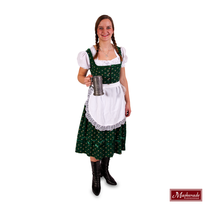 Groene Tiroler jurk wit schort