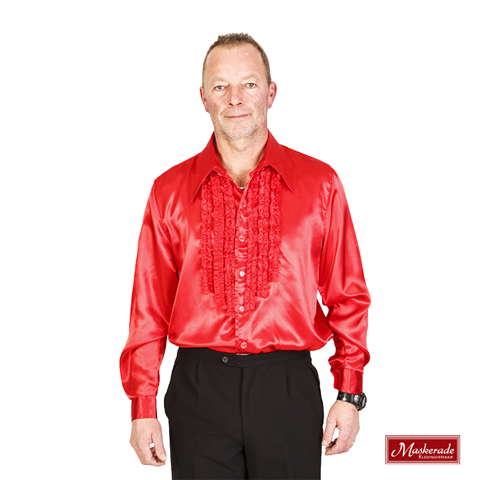 Rouchesblouse in rood