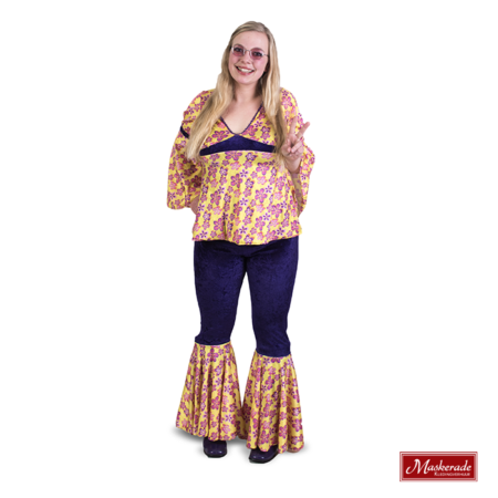 Gele hippie blouse en paarse broek