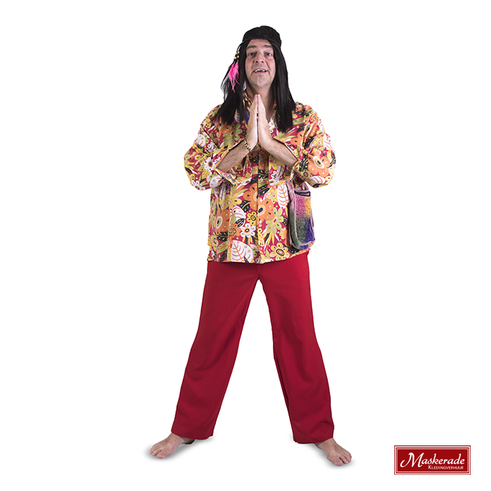 Gekleurde hippie blouse met rode broek