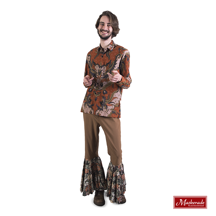 Batik hippie blouse met bruine broek