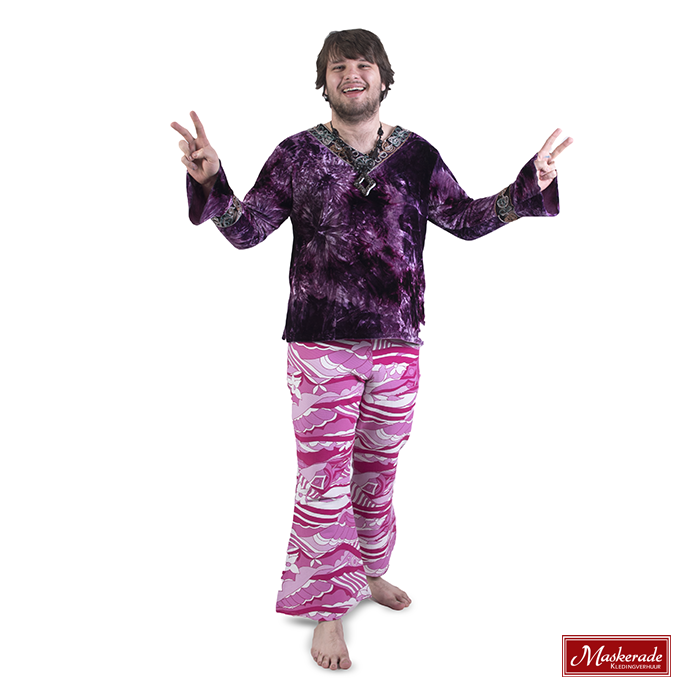 Paars hippie shirt met roze broek met print