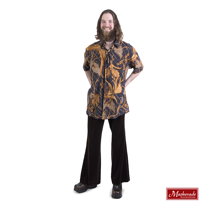 Bruin batik hippie shirt met bruin fluwelen broek