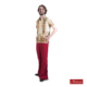 Lichtgroene hippie blouse met rode broek