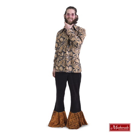 Lichtbruine hippie blouse met zwarte broek