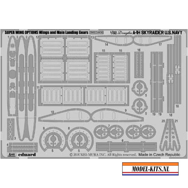 A 1H PHOTO ETCHED WINGS AND MAIN LANDING GEARS SET