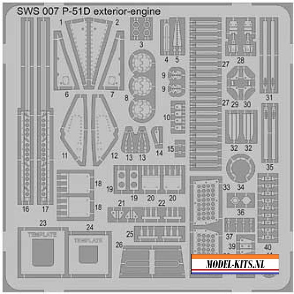 P 51D MUSTANG PHOTO ETCHED PARTS EXTERIOR AND ENGINE SET