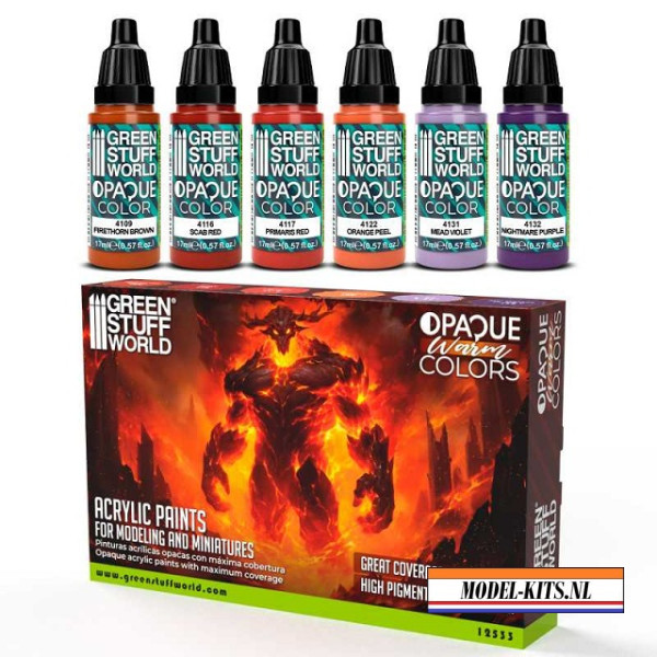 SET ACRYLIC PAINTS FOR MODELLING AND MINIATURES OPAQUE WARM COLORS