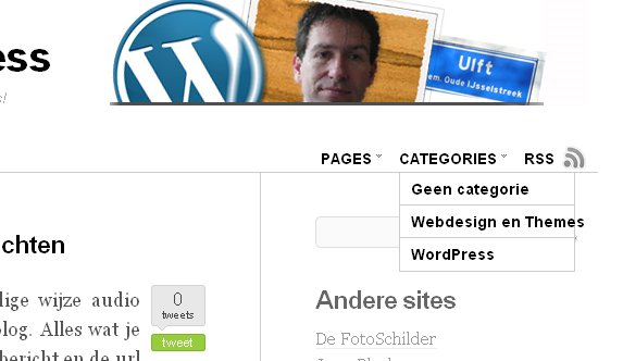 Cleanr WordPress theme met voorbeeld categorie menu