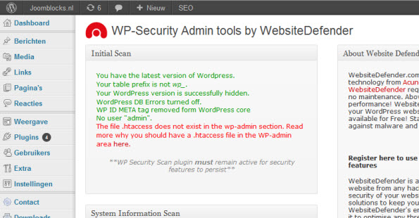 WordPress security scanner