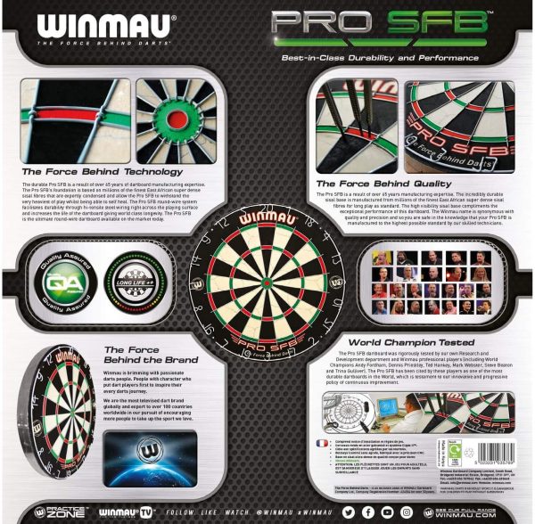 Winmau Pro SFB dartbord verpakking achterkant