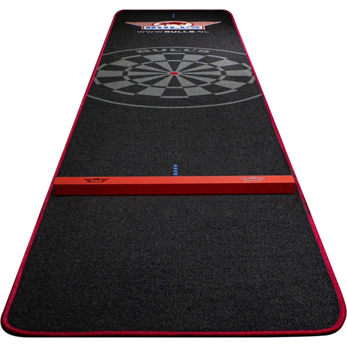 Vooraanzicht Bulls carpet dartmat met oche
