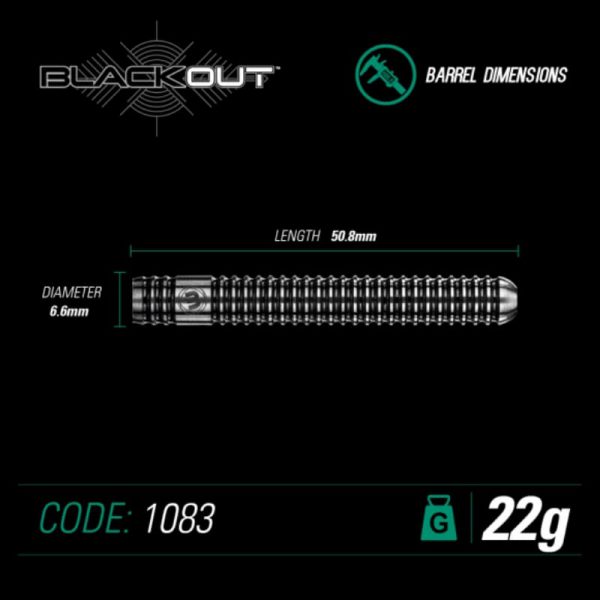 Winmau Blackout darts dimensions 22 gram