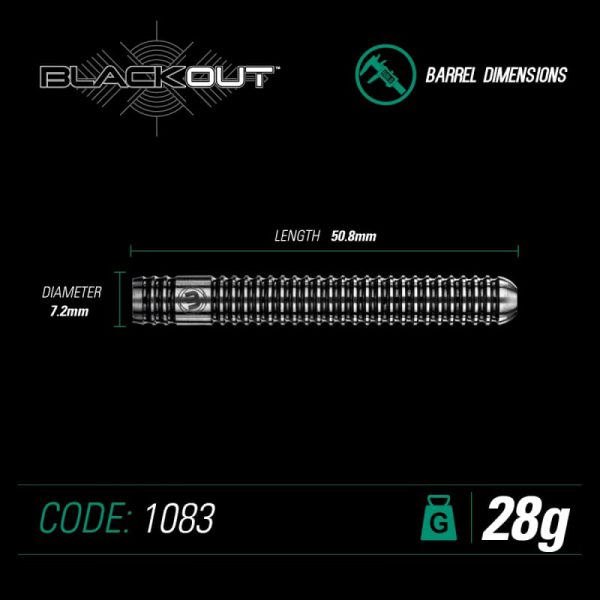 Winmau Blackout darts dimensions 28 gram