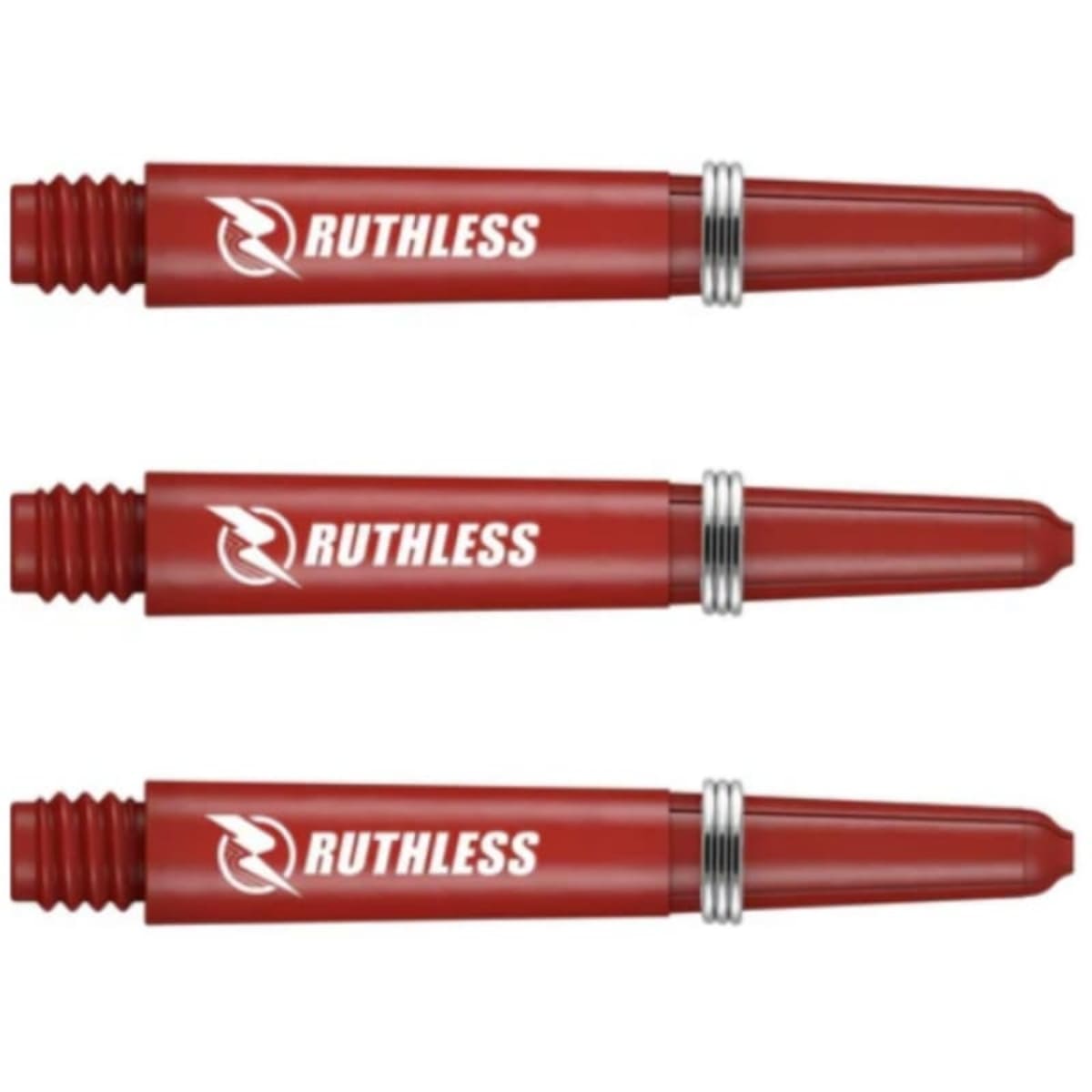 Korte rode Zwarte medium Ruthless deflectagrip dart shafts met shaft rings