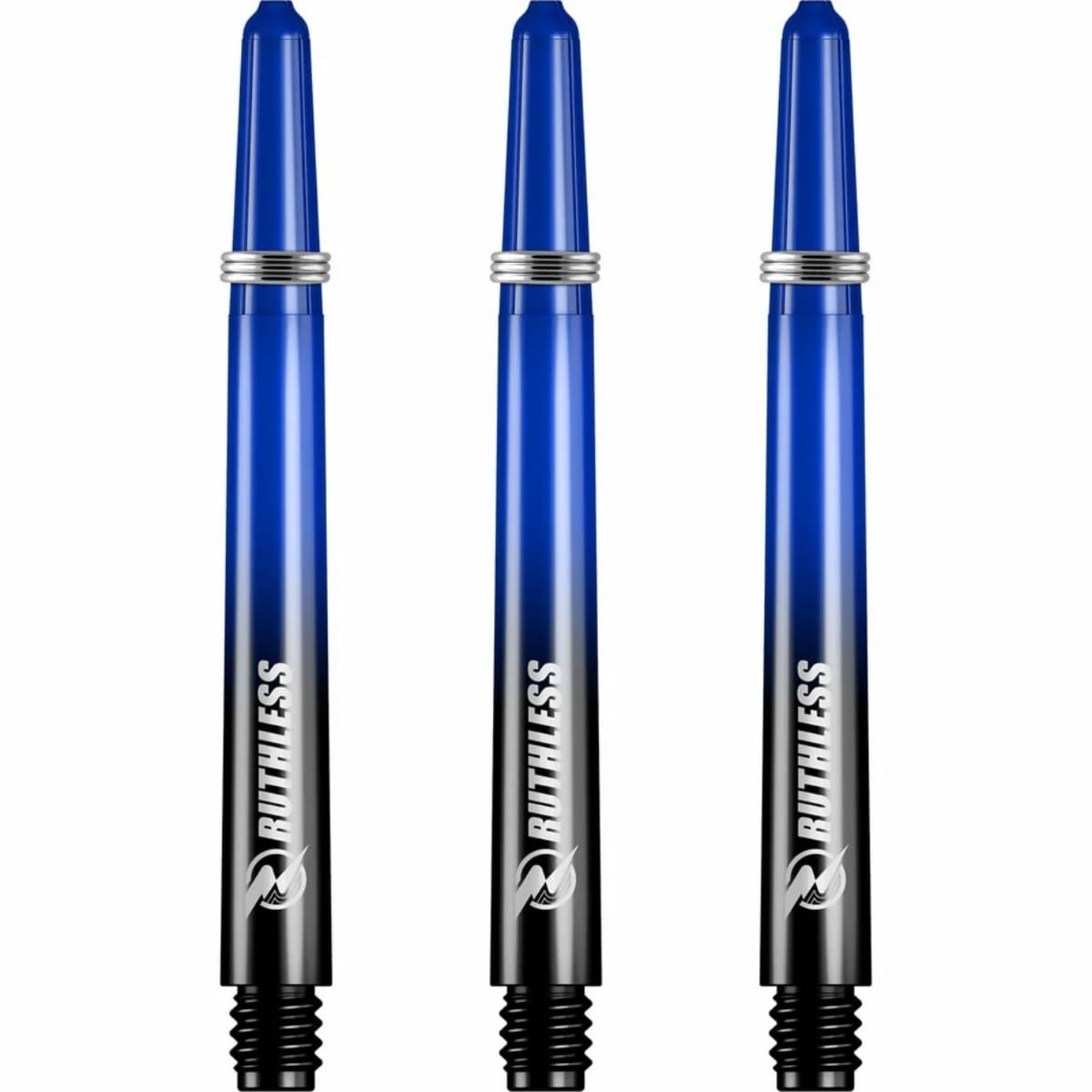 Medium blauwe Ruthless two tone deflectagrip dart shafts met shaft rings