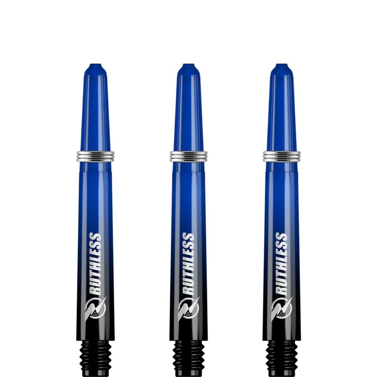 Blauwe tweenie Ruthless two tone deflectagrip dart shafts met shaft rings