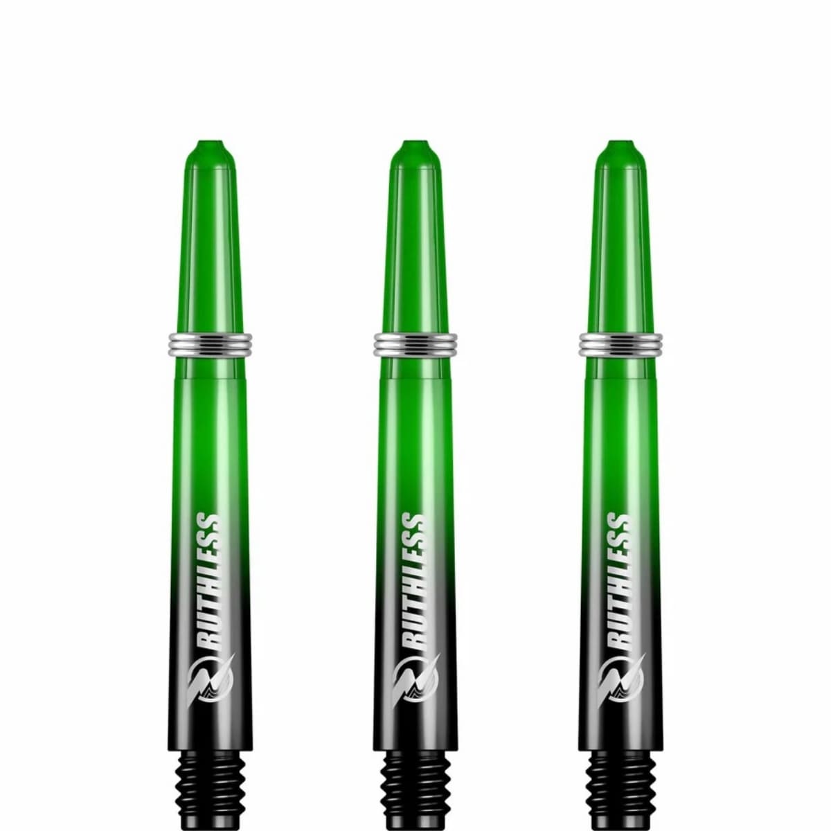 Groene tweenie Ruthless two tone deflectagrip dart shafts met shaft rings