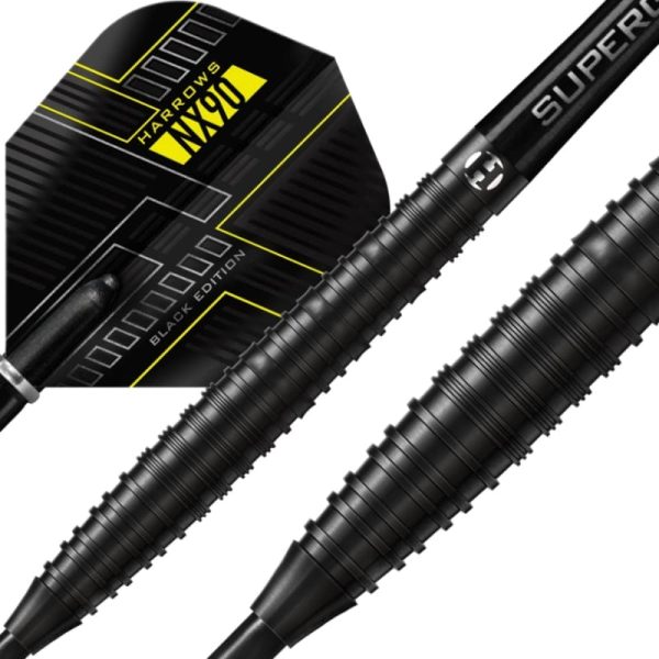 Harrows NX90 90% Black Edition dartpijlen close-up