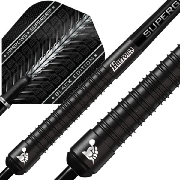 Harrows Supergrip 90% Black Edition dartpijlen close-up