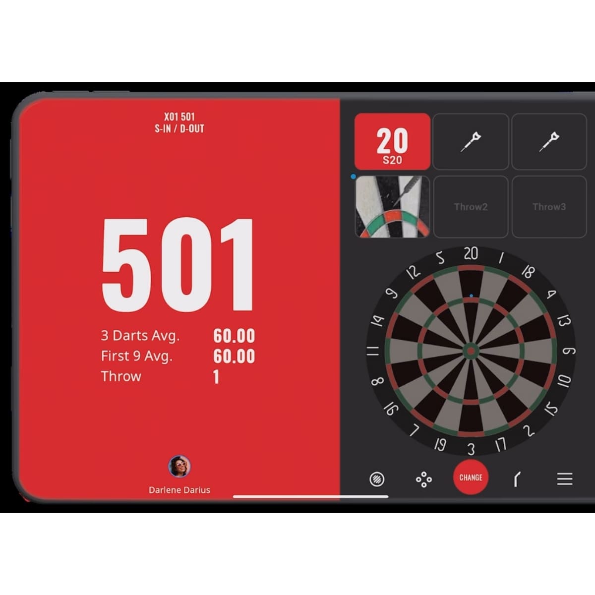 GranDarts app scoring sheet