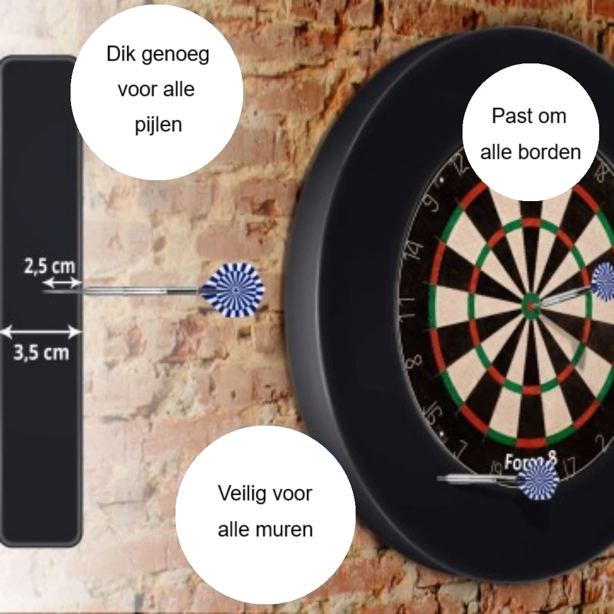 Close-up van dartpijl in een beschermende rubberen surround ring