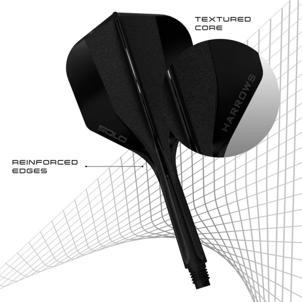 Harrows Solo geïntegreerd dart flight en shaft systeem voor een perfecte 90 graden hoek