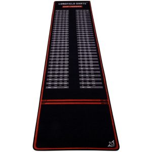 Uitgerolde Longfield checkout dartmat van 285 x 66 cm lang