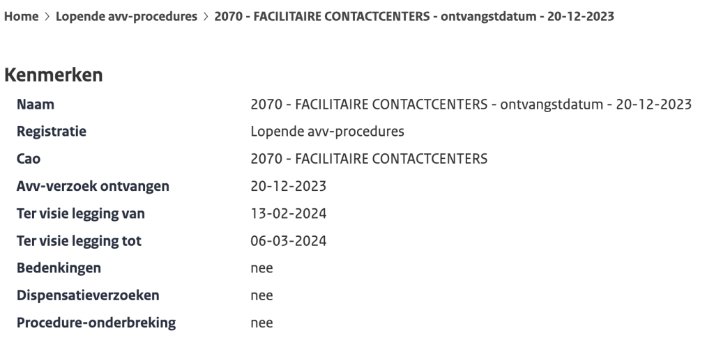 CAO Facilitaire contactcenters algemeen verbindend verklaard - Ziptone