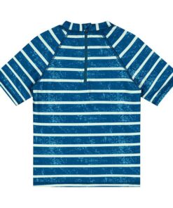 uv-shirts blauw met witte strepen en korte mouwen achteraanzicht
